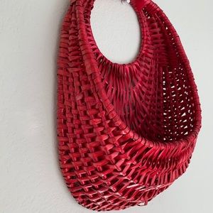 Red vintage wall hanging basket